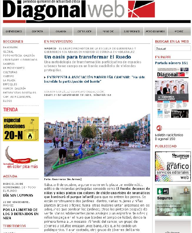 Lee más sobre el artículo Noviembre 2011. Nº 161-Periódico Diagonal. Oasis El Ruedo